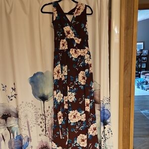 Maurices Burfundy and Cream Halter Maxi Dress for Wedding